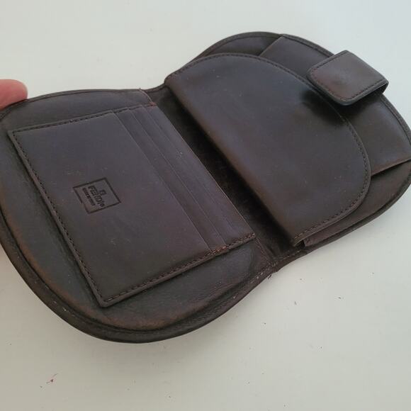 Fendi Zucca Wallet Canvas Leather Wallet Brown Purse Bifold Medium Horseshoe - Picture 3 of 11